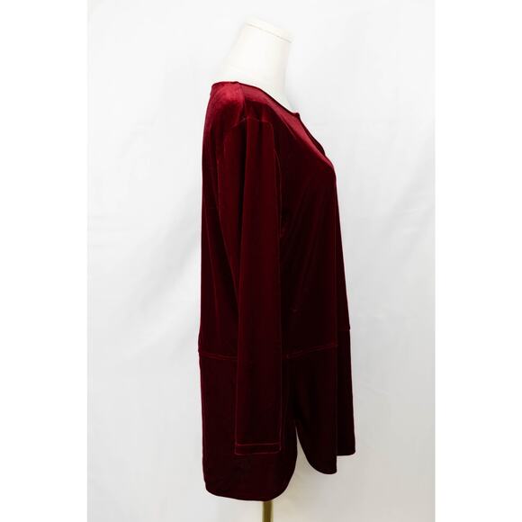 Lauren Ralph Lauren Size L Blouse Long Sleeves Velvet Burgundy - Picture 3 of 7